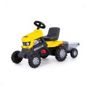 Jeździki dla dzieci - Polesie 89328 Traktor jeździk na pedały 'Turbo' z naczepą żółty jeździdełko auto pojazd - miniaturka - grafika 1