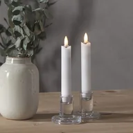 Świece - Szwedzki Zestaw 2x Świeca LED Woskowa Obiadowa FLAMME 15 cm Biała, Timer, Naturalny Płomień, Realistyczne Wykończenie, Bezpieczne i Eleganckie - miniaturka - grafika 1