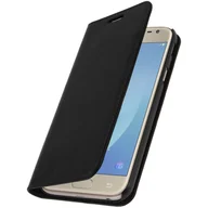 Etui i futerały do telefonów - Etui Folio Prawdziwa Skóra Samsung Galaxy J3 2017 Etui z miejscem na karty Podstawka wideo Czarne - miniaturka - grafika 1