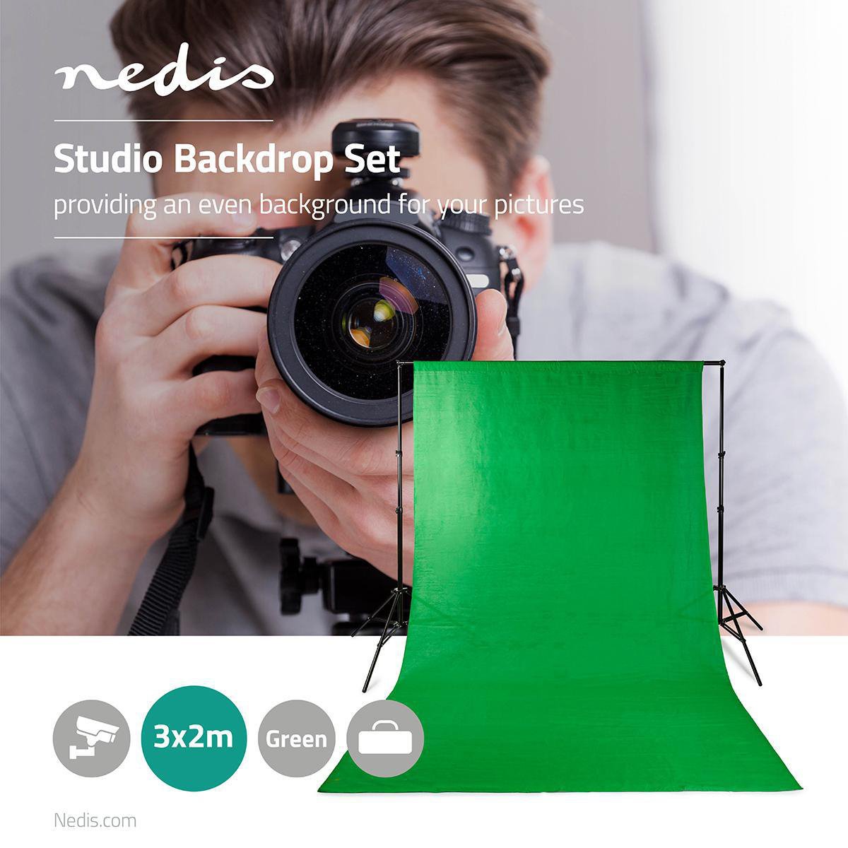 Zestaw tła do studia fotograficznego 1,90 x 2,95 m W zestawie torba podróżna Statyw w zestawie Czarny 1 szt.