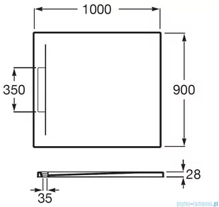 Roca Pyros 100x90cm brodzik prostokątny konglomeratowy perłowy AP9013E838401630 | - Brodziki prysznicowe - miniaturka - grafika 2