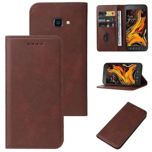 Dla Samsung Galaxy Xcover 4s Magnetyczne zamknięcie Skórzane etui na telefon Brown - Etui i futerały do telefonów - miniaturka - grafika 1