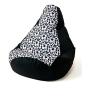 Pufy i podnóżki - Pufa worek sako GRUSZA DRUK czarny-piłka L 105x80 - miniaturka - grafika 1