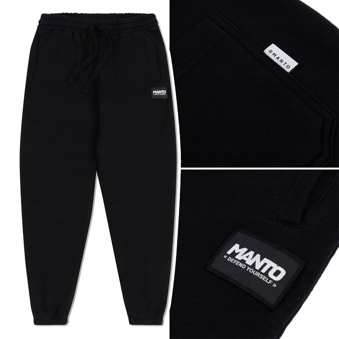 Spodnie Dresowe Bawełniane Męskie Manto Label Czarne R. M