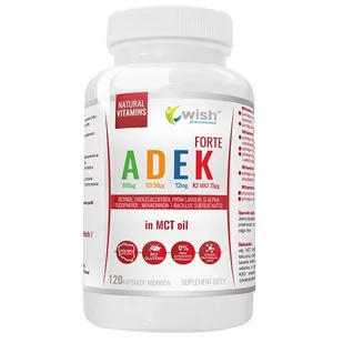 Wish WITAMINA ADEK FORTE W OLEJU MCT-120kaps WSH/ADEK/120/KAP/ - Witaminy i minerały dla sportowców - miniaturka - grafika 1