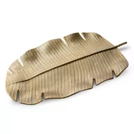 Tace i patery - Patera Dekoracyjna Metalowa Liść Karen 46X25X4 Złota - miniaturka - grafika 1