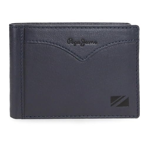 Pepe Jeans Jacket Poziomy portfel z portmonetką niebieski 11,5x8x1 cm Skóra by Joumma Bags, Niebieski, Talla única, Poziomy portfel z portfelem
