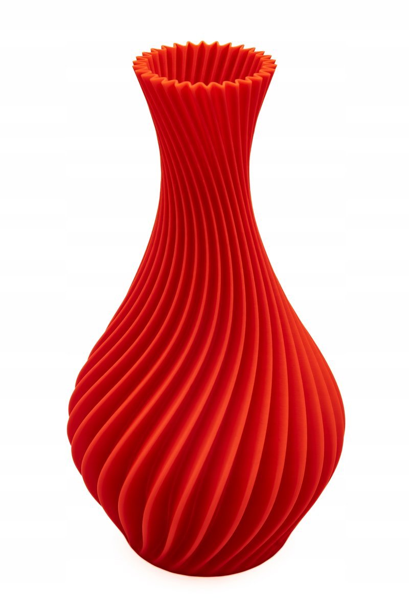 Wazon spiralny na suche kwiaty / LEGO - czerwony matowy, nietłukący 20cm