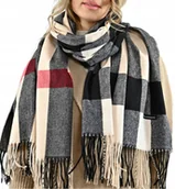 Apaszki i szaliki damskie - SZAL damski SZALIK duży Ciepły Elegancki krata angielska KASZMIROWY dotyk - miniaturka - grafika 1