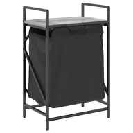 Kosze na bieliznę - Nowoczesny czarny kosz na pranie z półką szary dąb sonoma K2-B27 - miniaturka - grafika 1