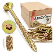 Wkręty - Wkręty ciesielskie z łbem stożkowym 8x220mm 50szt. - miniaturka - grafika 1