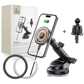 Ładowarki samochodowe - Ładowarka Tech-Protect TECH-PROTECT MM15W-V5 MAGNETIC MAGSAFE DASHBOARD & VENT CAR MOUNT WIRELESS CHARGER 15W BLACK - miniaturka - grafika 1