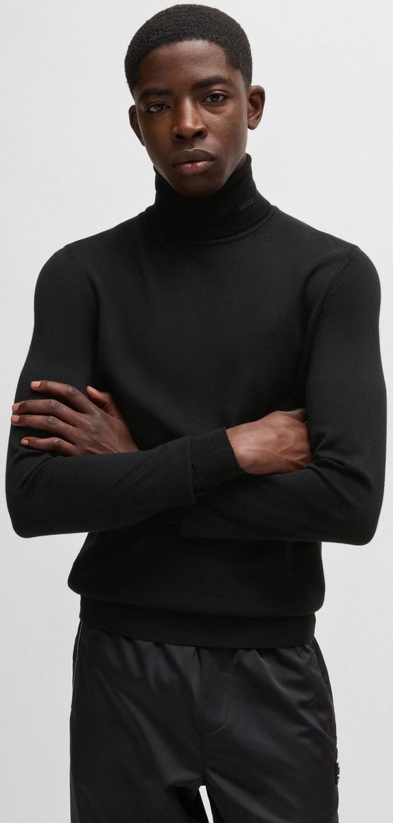 Golf męski HUGO BOSS granatowy longsleeve sportowa koszulka z długim rękawem wełniany r. S