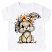Koszulki dla dziewczynek - Koszulka dla dziecka z zajączkiem - wzór zajączek60-39 - miniaturka - grafika 1