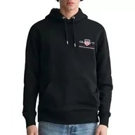 Bluzy męskie - GANT Męska bluza z kapturem Reg Medium Archive Shield, czarny, 3XL - miniaturka - grafika 1