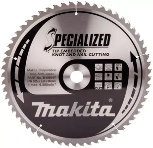 Makita B-09547 piła tarczowa do cięcia drewna z gwoździami i sękami 355x30 mm 60 zębów T.C.T. Specialized - Tarcze do pił - miniaturka - grafika 1