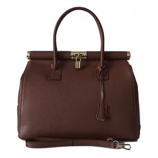 Duży kufer- torba kłódka A4 Włoska Vera Pelle , Brązowy AL35M - Torebki damskie - miniaturka - grafika 1