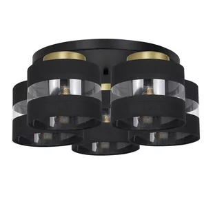 Luminex Havard 1846 plafon lampa sufitowa 5x60W E27 czarna/złota - Lampy sufitowe - miniaturka - grafika 1