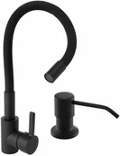 Baterie kuchenne - FLEXI BLACK Pure Bateria Kuchenna giętka elastyczna + dozownik - miniaturka - grafika 1