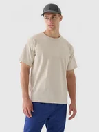 Koszulki sportowe męskie - Męski t-shirt basic 4F 4FRAW24TTSHM2575 - beżowy - miniaturka - grafika 1