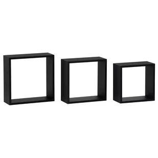 Półka ścienna zestaw 3 szt., czarny matowy, 30 x 11,7, 27 x 11,7, 24 x 11,7 cm - Półki do salonu - miniaturka - grafika 1