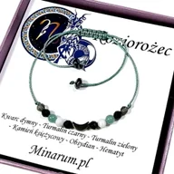 Bransoletki - Bransoletka znak zodiaku Koziorożec Kamień Księżycowy Obsydian Turmalin bransoletka z kamieni naturalnych - miniaturka - grafika 1