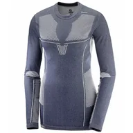 Koszulki sportowe damskie - SALOMON Primo Warm Seamless Tee W Night Sky L - miniaturka - grafika 1
