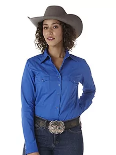 Wrangler Damska koszula z dwoma zatrzaskami z kieszonką z logo Western Yoke, Królewski, S - Koszule damskie - miniaturka - grafika 1