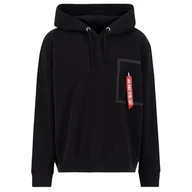Bluzy męskie - Bluza Alpha Industries Taped Pocket Hoody 13833203 - czarna - miniaturka - grafika 1