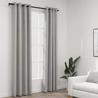 Zasłony - Zasłony stylizowane na lniane, 2 szt., szare, 140x245 cm - miniaturka - grafika 1