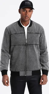 Męska kurtka jeansowa bomberka z efektem stone wash szara V1 OM-JADJ-0163 XXL - Kurtki męskie - miniaturka - grafika 1
