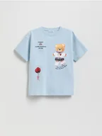 Koszulki dla dziewczynek - Reserved - Bawełniany t-shirt z nadrukiem - jasnoniebieski - miniaturka - grafika 1