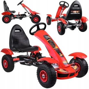 Czerwony sportowy GOKART na pedały dla dzieci do 50kg Pompowane koła SP0209 - Jeździki dla dzieci - miniaturka - grafika 1