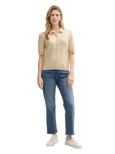 Tom Tailor Koszulka polo w kolorze beżowym - Koszulki i topy damskie - miniaturka - grafika 1