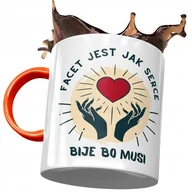 Kubki - Kubek Pomarańczowy Śmieszny Facet Jest Jak Serce z Nadrukiem ze Zdjęciem + Opakowanie na prezent (wzór 02) - miniaturka - grafika 1