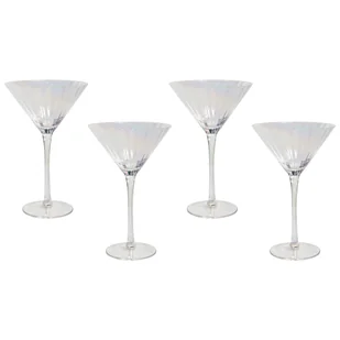 BELIANI Zestaw 4 kieliszków do martini transparentne opalizujące szkło dmuchane 220 ml kieliszki do koktajli - Kieliszki BELIANI Zestaw 4 kieliszków do martini transparentne opalizujące szkło dmuchane 220 ml kieliszki do koktajli - Kieliszki - miniaturka - grafika 1