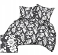 Pościel - pościel z flaneli 160x200 + 2x poszewka F 103 kwiaty białe na popielu - miniaturka - grafika 1