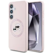 Etui i futerały do telefonów - Karl Lagerfeld Etui Hard Case Silicone Karl & Choupette Heads Ring MagSafe do Galaxy S25, różowe - miniaturka - grafika 1