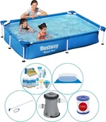 Baseny ogrodowe - Bestway Steel Pro 221x150x43 cm Prostokątny - 6-częściowy - Basen Plus Akcesoria - miniaturka - grafika 1