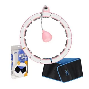 ZESTAW REGULOWANY HULA HOP FH06 PINK Z OBCIĄŻNIKEIM I LICZNIKIEM + PAS BR160 - Pozostały sprzęt i akcesoria do ćwiczeń - miniaturka - grafika 1