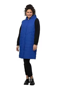 Ulla Popken, Hyprar długa kamizelka damska, duże rozmiary, z kapturem i pikowaniem o strukturze plastra miodu, kobaltowo niebieski, 58-60 duże rozmiary - Kamizelki damskie - miniaturka - grafika 1