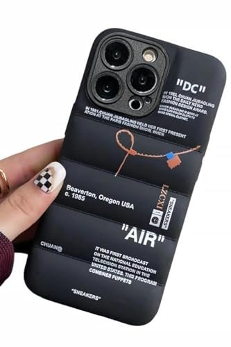 IAIYOXI Gorące buty sportowe markowe etui na telefon puffy pokrowiec na iPhone 14 13 12 Mini 11 X XS Max XR 7 8 Plus trampki ins biała lub czarna etykieta miękka okładka-czarna dla iPhone 13 Mini