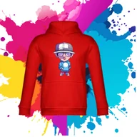 Bluzy dla dziewczynek - Bluza dziecięca typu kangurka z kapturem w kolorze czerwonym z nadrukiem Dax 4 lata - miniaturka - grafika 1