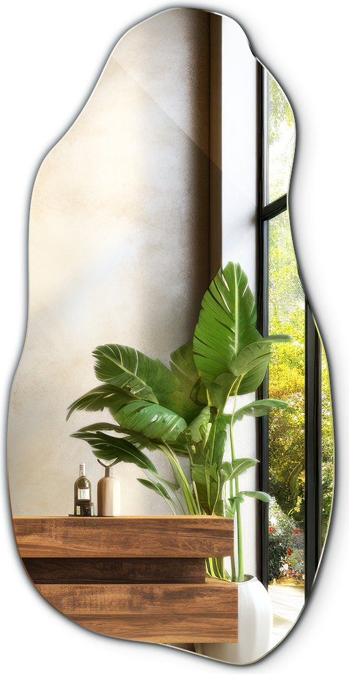 Lustro Ścienne Wiszące - Boho - Nowoczesne Długie - Lustro Asymetryczne - 45 cm x 90 cm