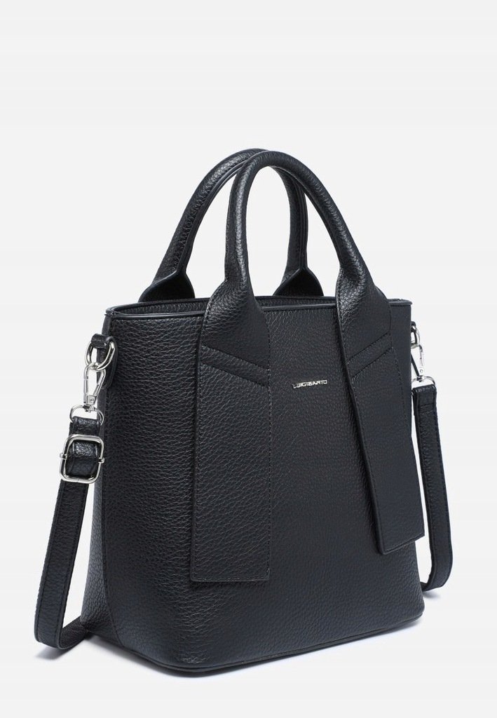 Modna Stylowa Shopperka Torebka Damska LUIGISANTO Torba Czarna Skóra Eko