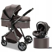 Wózki dziecięce - WÓZEK DZIECIĘCY 3w1 FOTELIK SPACERÓWKA GONDOLA LEKKI WIELOFUNKCYJNY - miniaturka - grafika 1