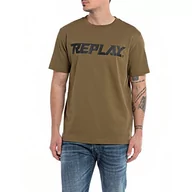 Koszulki męskie - Replay T-shirt męski, Army Green 238, XXL - miniaturka - grafika 1