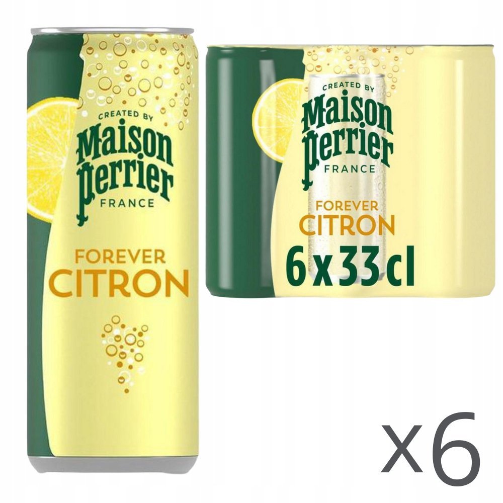 Perrier Woda Mineralna Gazowana Citron Vert Limoen - Puszka - 6x0,33L