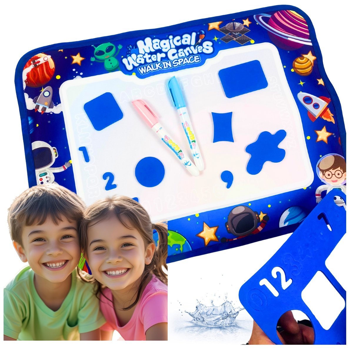 MATA WODNA DO MALOWANIA DLA DZIECI KOSMOS ZESTAW KREATYWNY PISAKI SZABLON