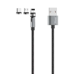 Dudao składany magnetyczny kabel USB + zestaw końcówek Lightning / USB Typ C / micro USB 3 A 1 m szary (L9Pro gray) - Kable USB - miniaturka - grafika 1